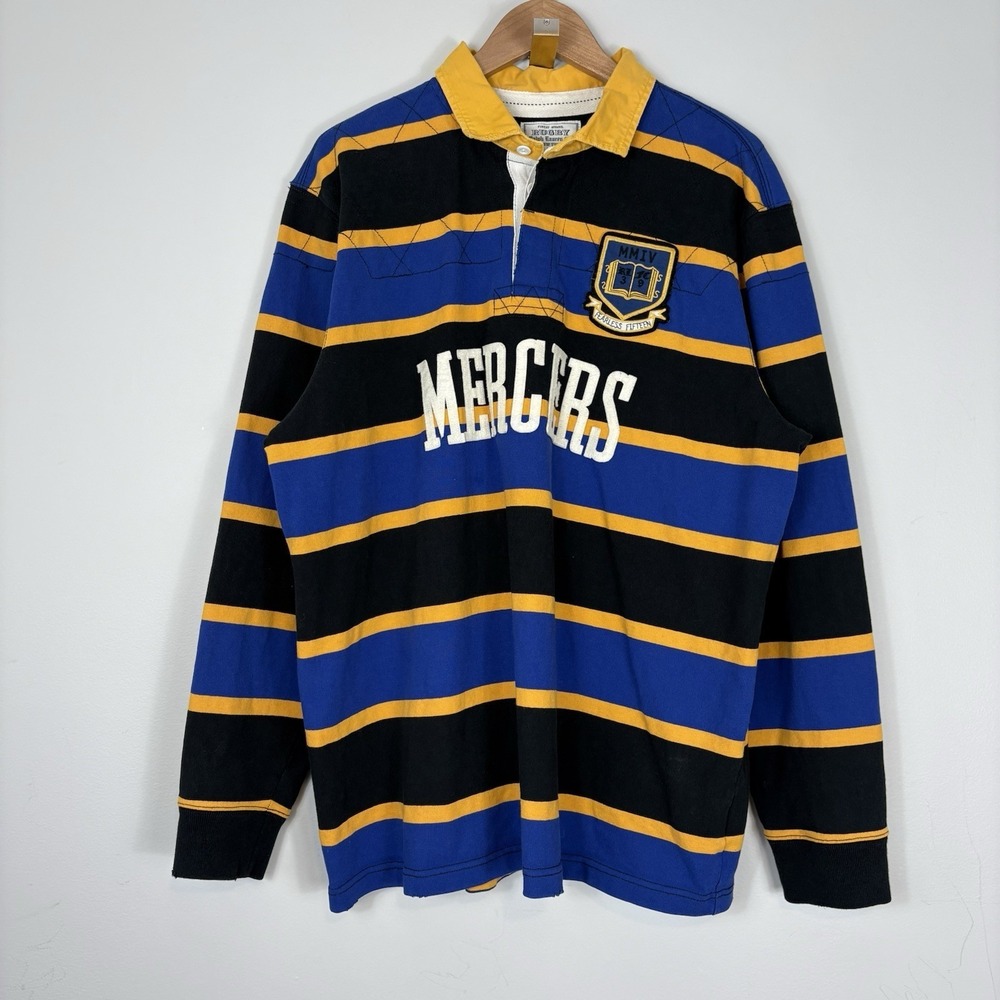 Vintage Y2K Rugby Brand Ralph Lauren Long Sleeve MERCERS Rugby Shirt XXL Rare